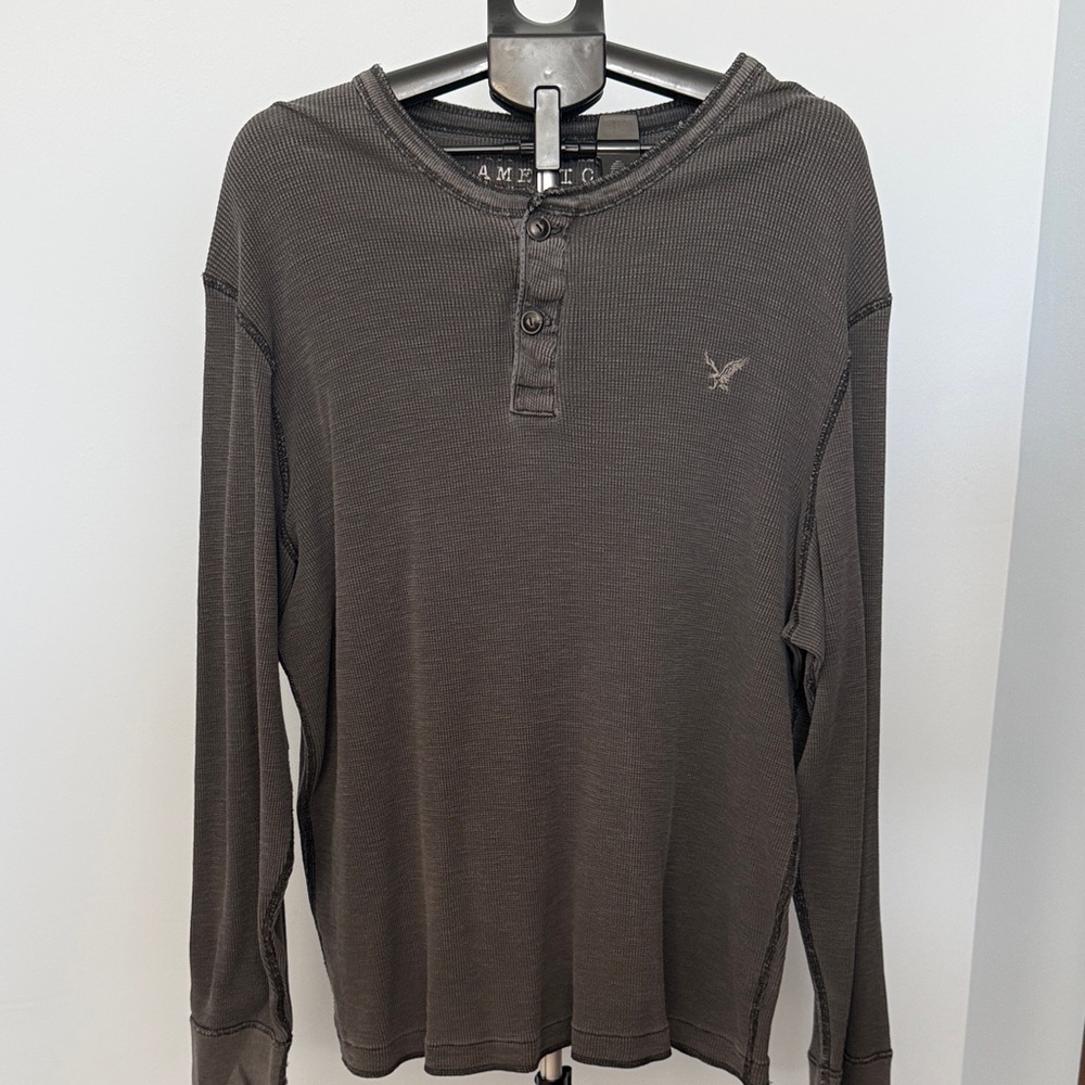 Vintage Men's Dark Brown Henley Shirt